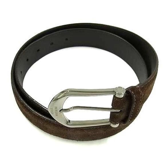 LOUIS VUITTON Men's Santur Rivet Belt M6836U Brown Suede and Leather